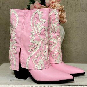 NWOT Azalea Wang Esperanza Pink Foldover Boots